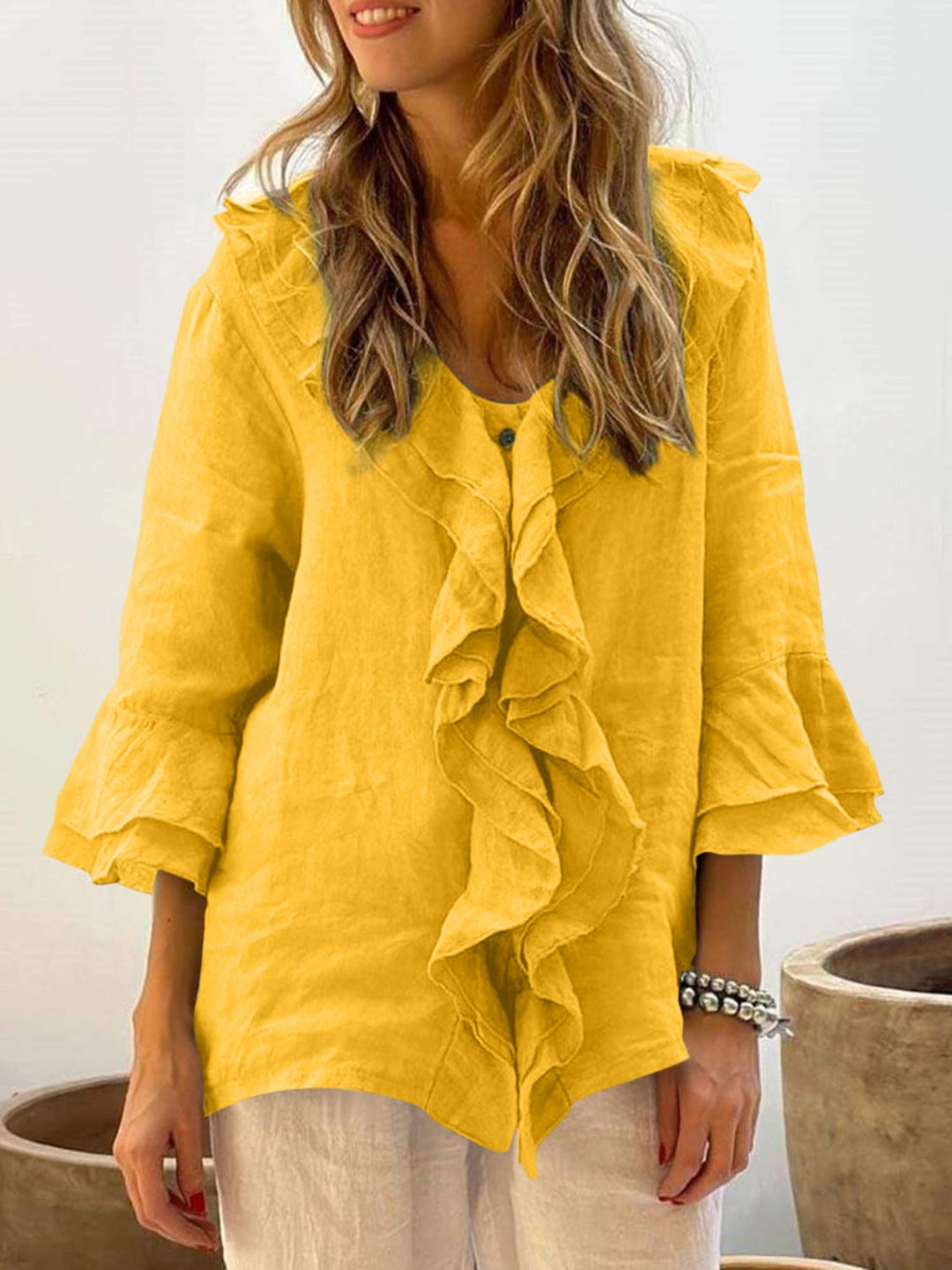 Livia | Chic Bell Sleeve Ruffle Top