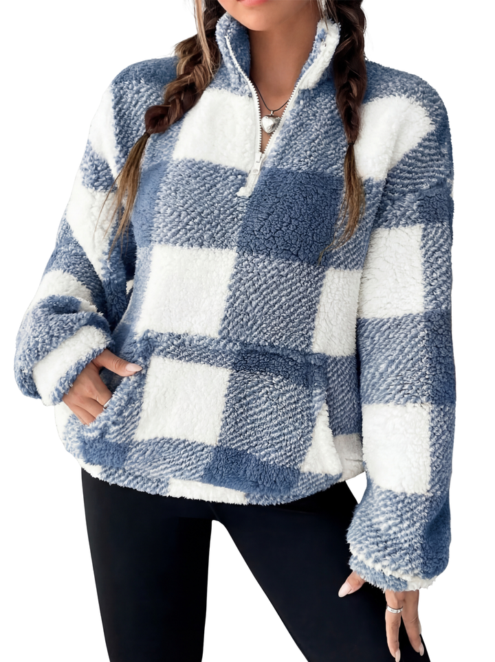 Hylary | Casual Plaid Half Zip Pullover