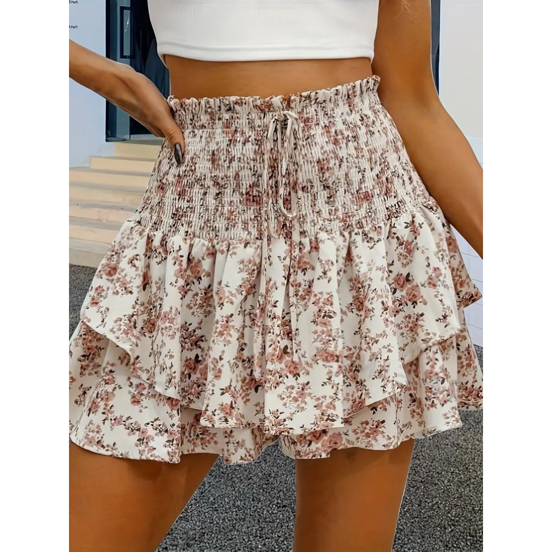 LUNINGNING | Lightweight Shirred Layered Summer Skort