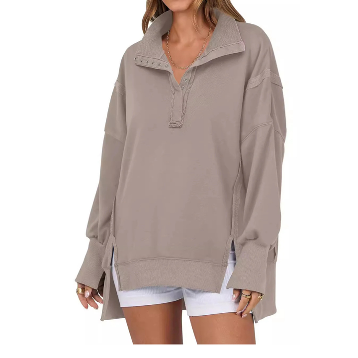 Veron | Loose Fit High-Low Split Hem Casual Sweatshirt
