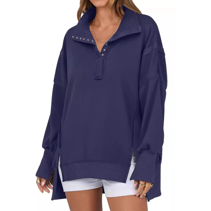 Veron | Loose Fit High-Low Split Hem Casual Sweatshirt