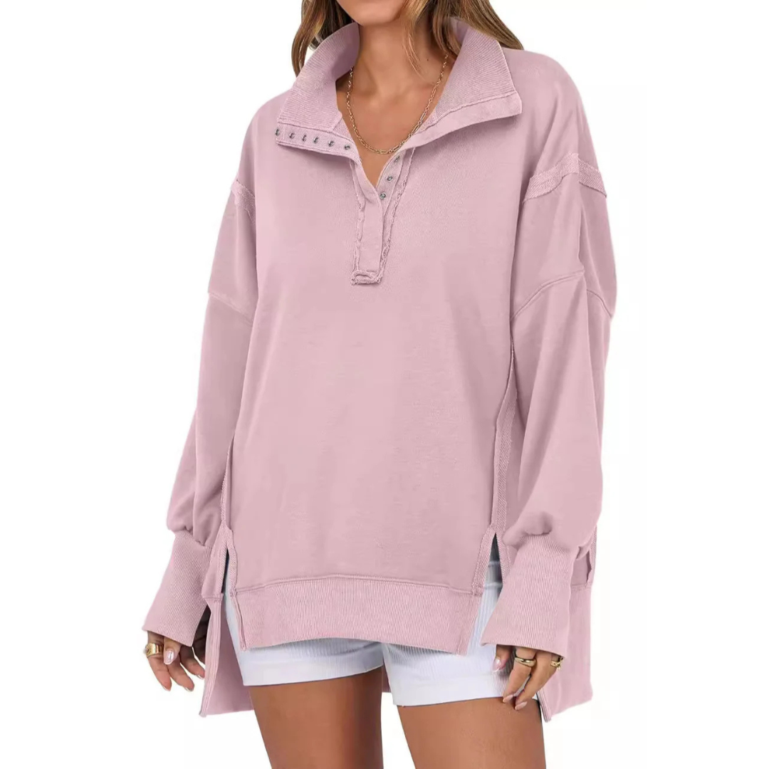 Veron | Loose Fit High-Low Split Hem Casual Sweatshirt