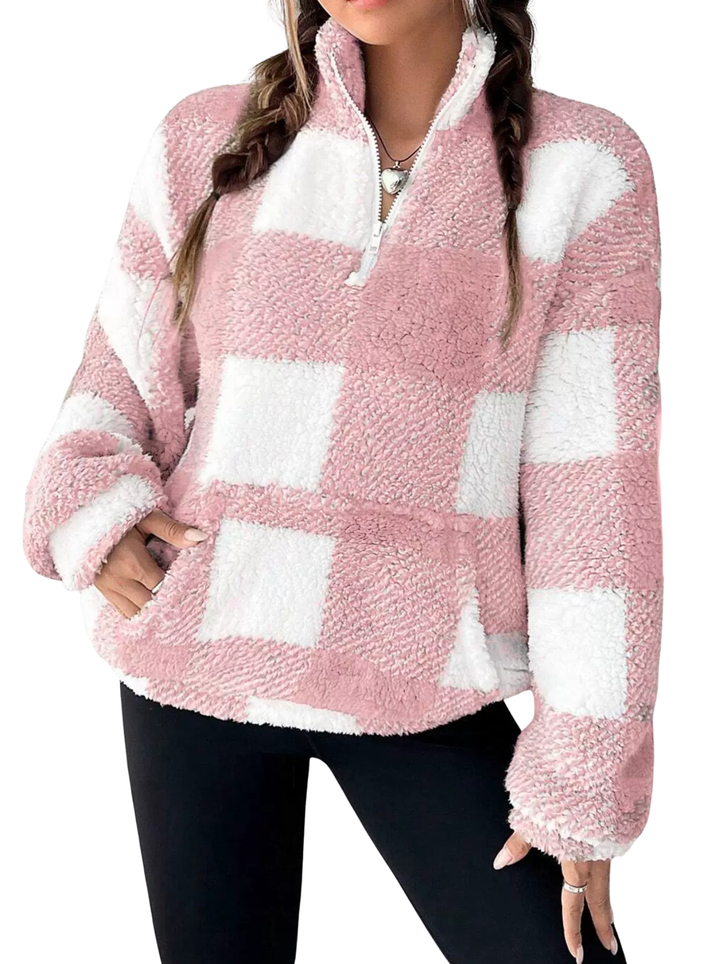 Hylary | Casual Plaid Half Zip Pullover