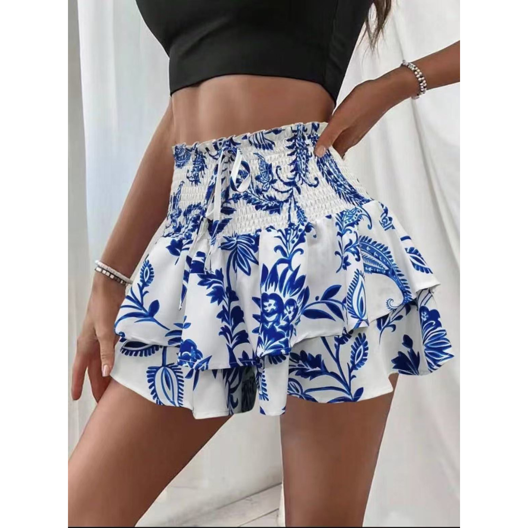 LUNINGNING | Lightweight Shirred Layered Summer Skort