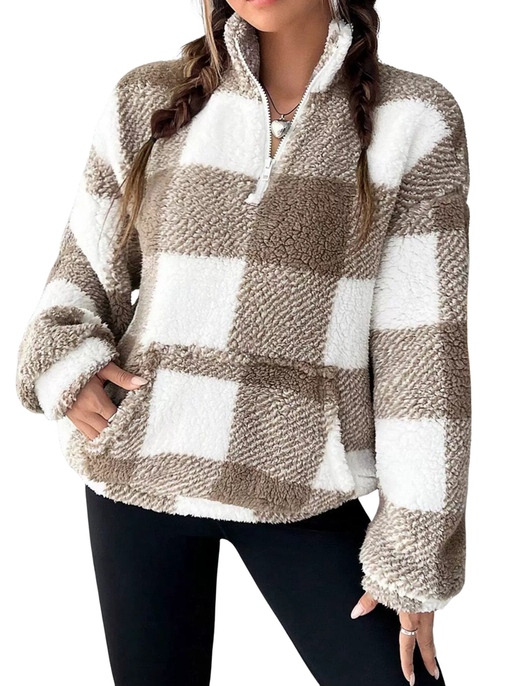 Hylary | Casual Plaid Half Zip Pullover