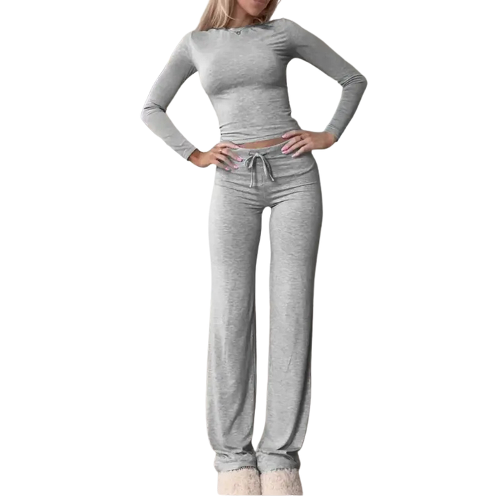 Lydia | Slim Fit Long Sleeve Crop Tee & Pants Matching Set
