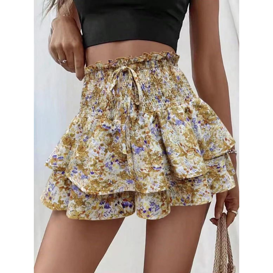 LUNINGNING | Lightweight Shirred Layered Summer Skort
