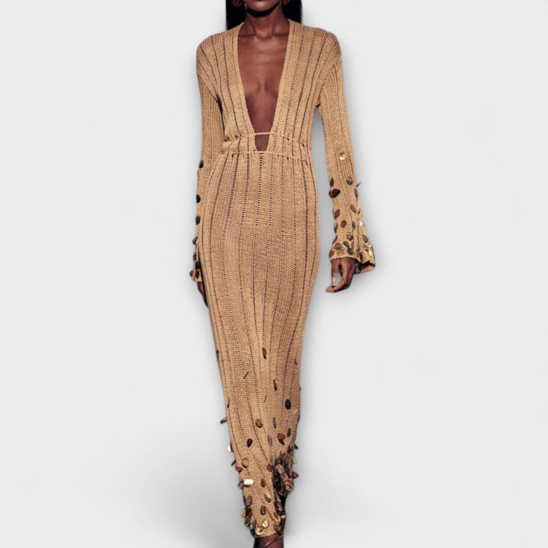 Kathleen - Goldigs Maxi Dress in Knit