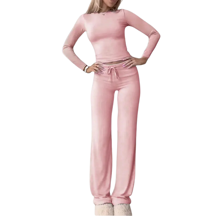 Lydia | Slim Fit Long Sleeve Crop Tee & Pants Matching Set