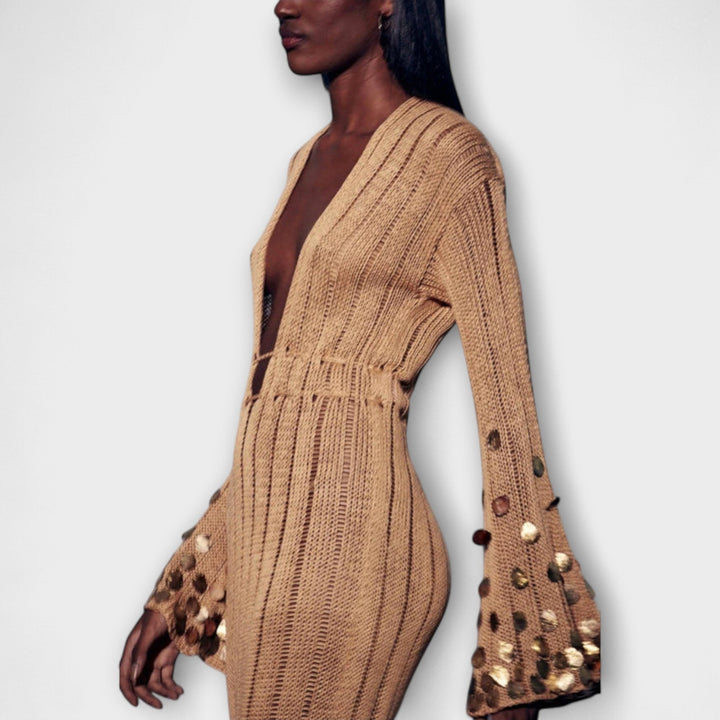 Kathleen - Goldigs Maxi Dress in Knit