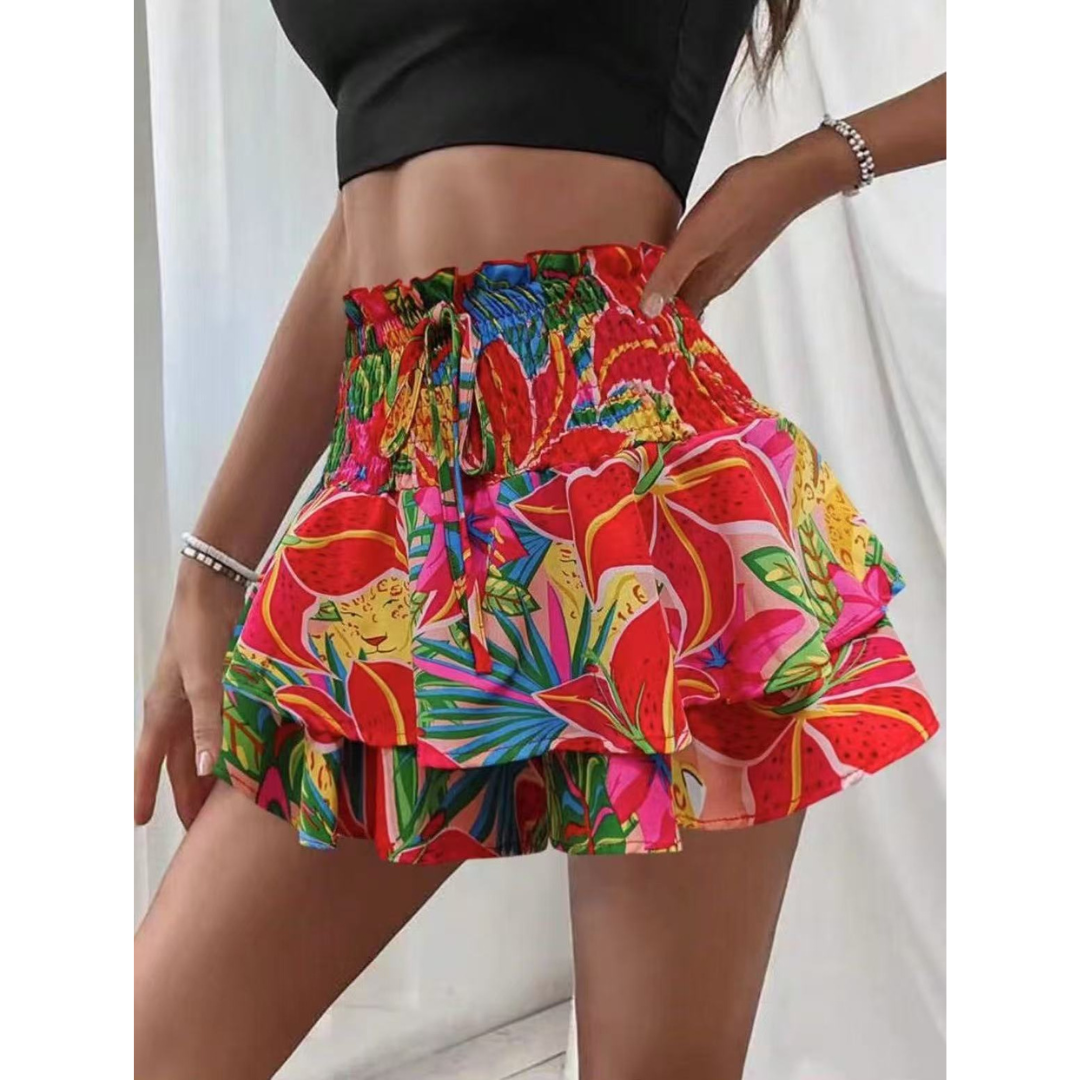 LUNINGNING | Lightweight Shirred Layered Summer Skort