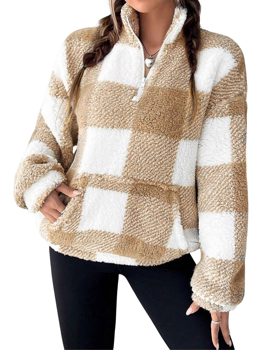 Hylary | Casual Plaid Half Zip Pullover