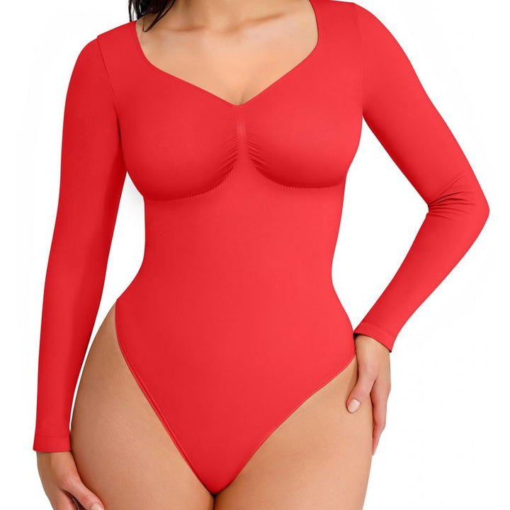 SONYA | Seamless Shaping Long Sleeve Thong Bodysuit for Comfort