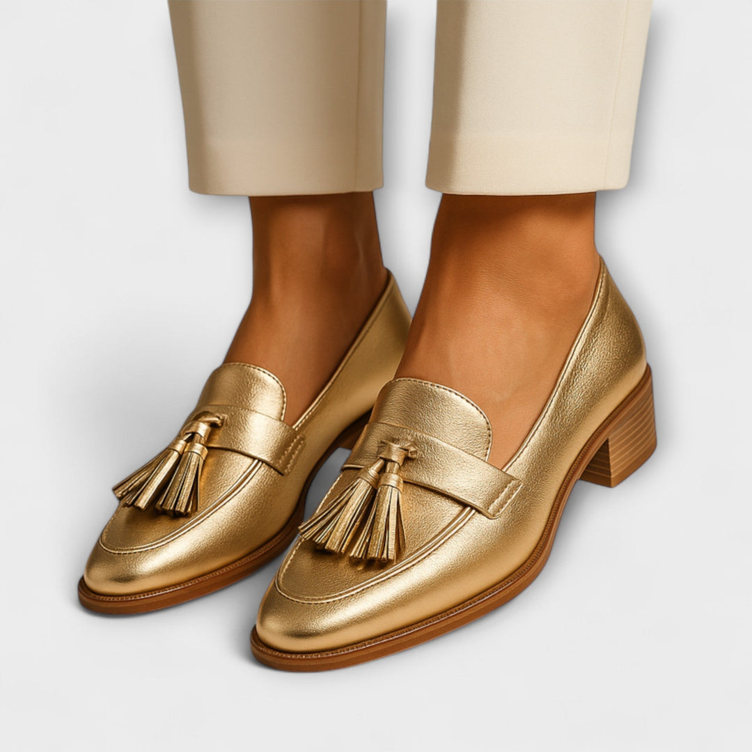 Celeste | Gold Loafers