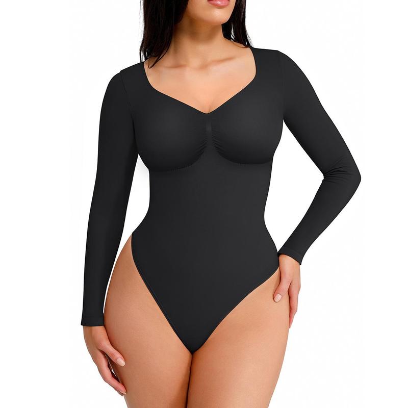 SONYA | Seamless Shaping Long Sleeve Thong Bodysuit for Comfort