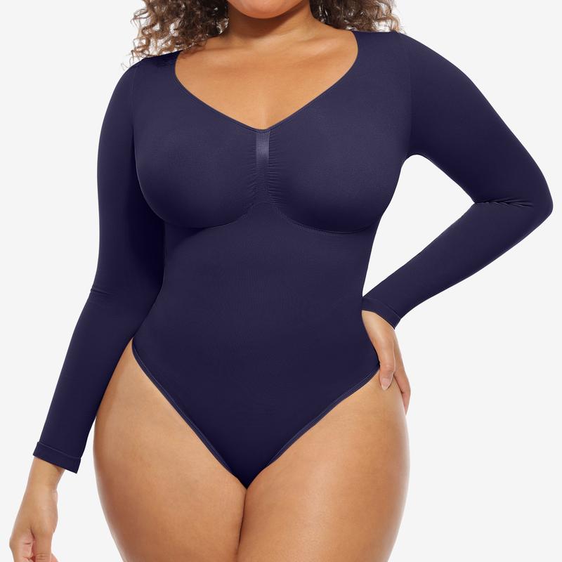 SONYA | Seamless Shaping Long Sleeve Thong Bodysuit for Comfort