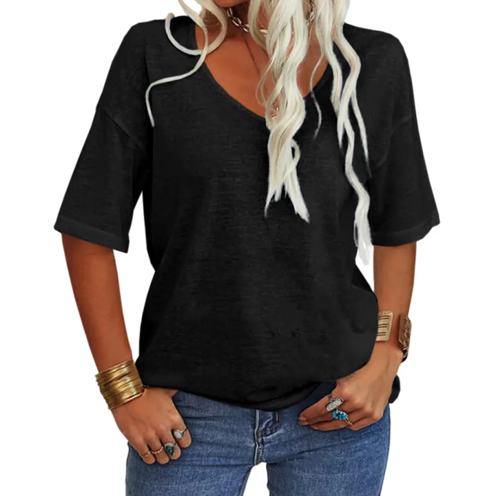 Lydia | Relaxed V-Neck Essential Tee