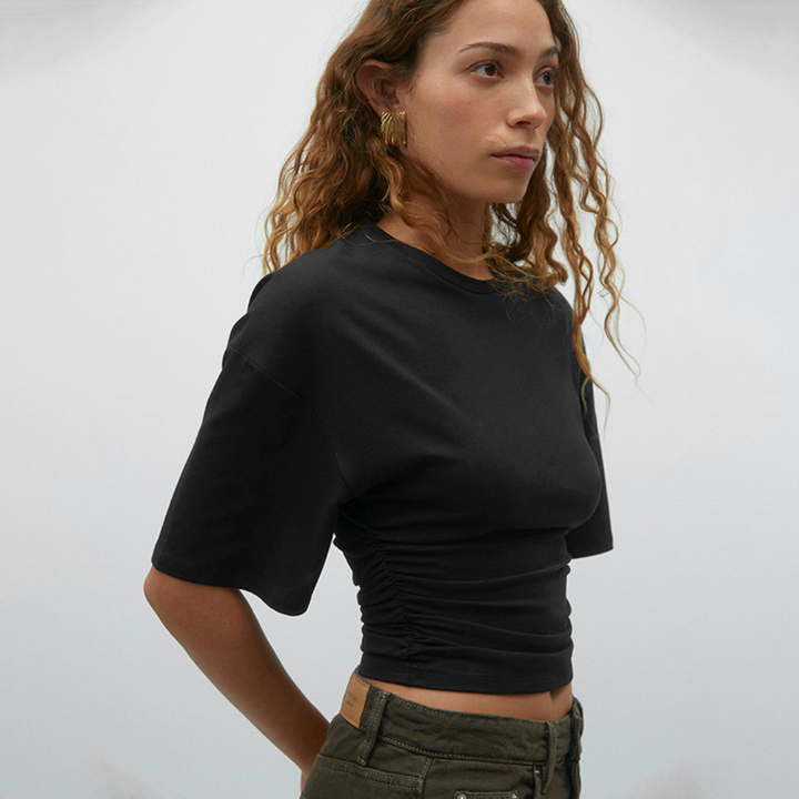 Clio | Comfy Short Sleeve Waist Fitted Top