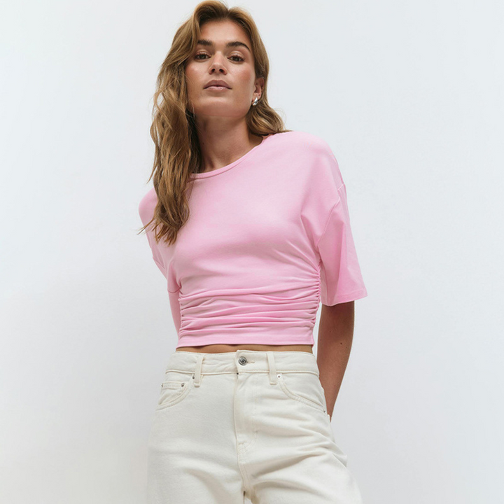 Clio | Comfy Short Sleeve Waist Fitted Top