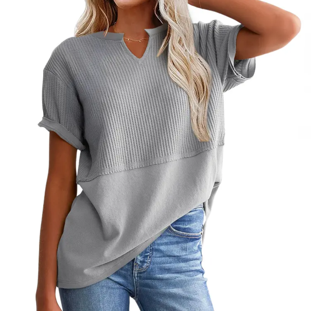 Lydia | Cozy Waffle Knit V-Neck Top