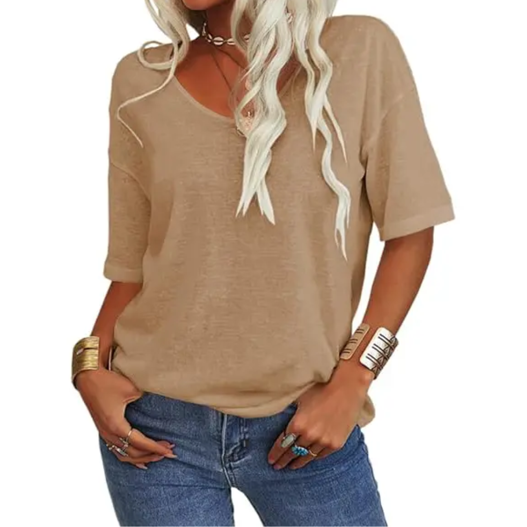 Lydia | Relaxed V-Neck Essential Tee