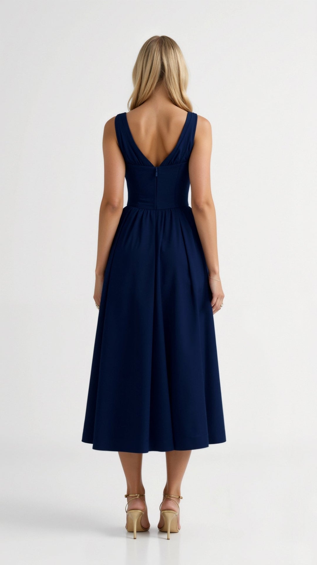 Emma Elegant Midi Plunge Dress
