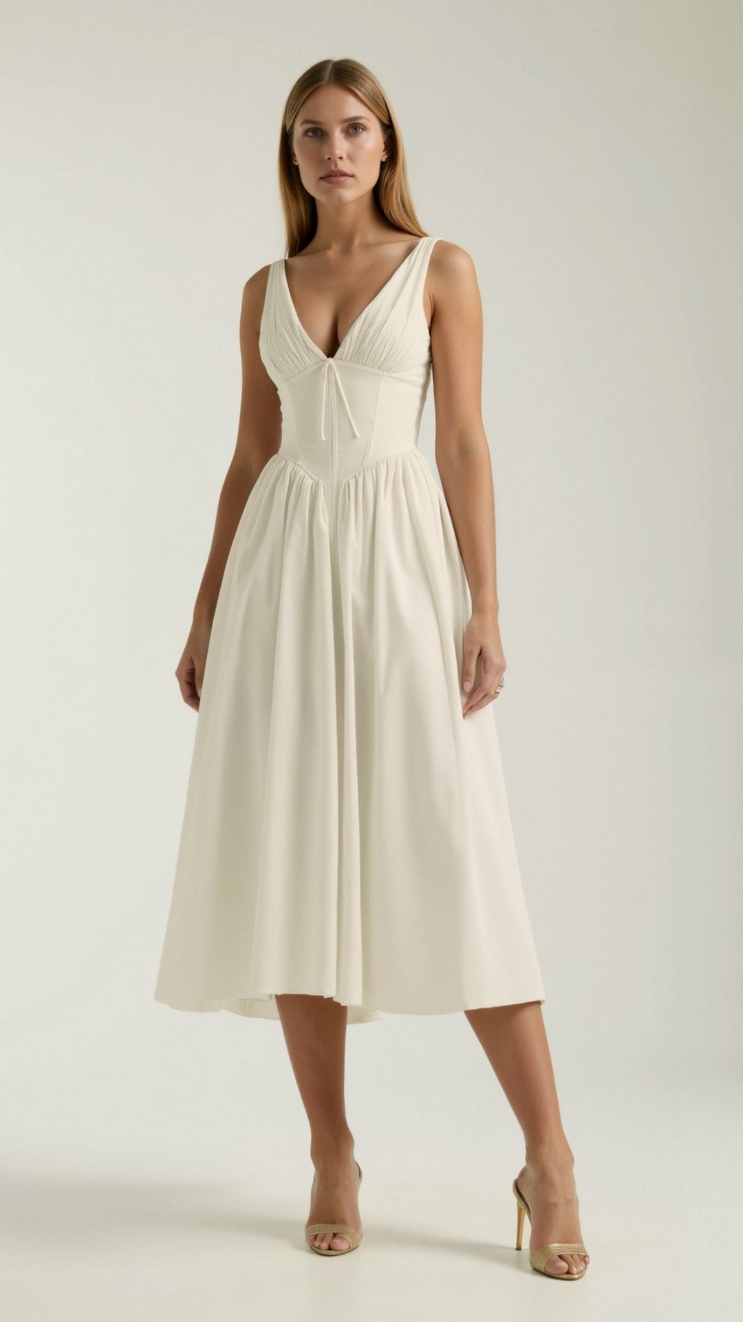 Emma Elegant Midi Plunge Dress