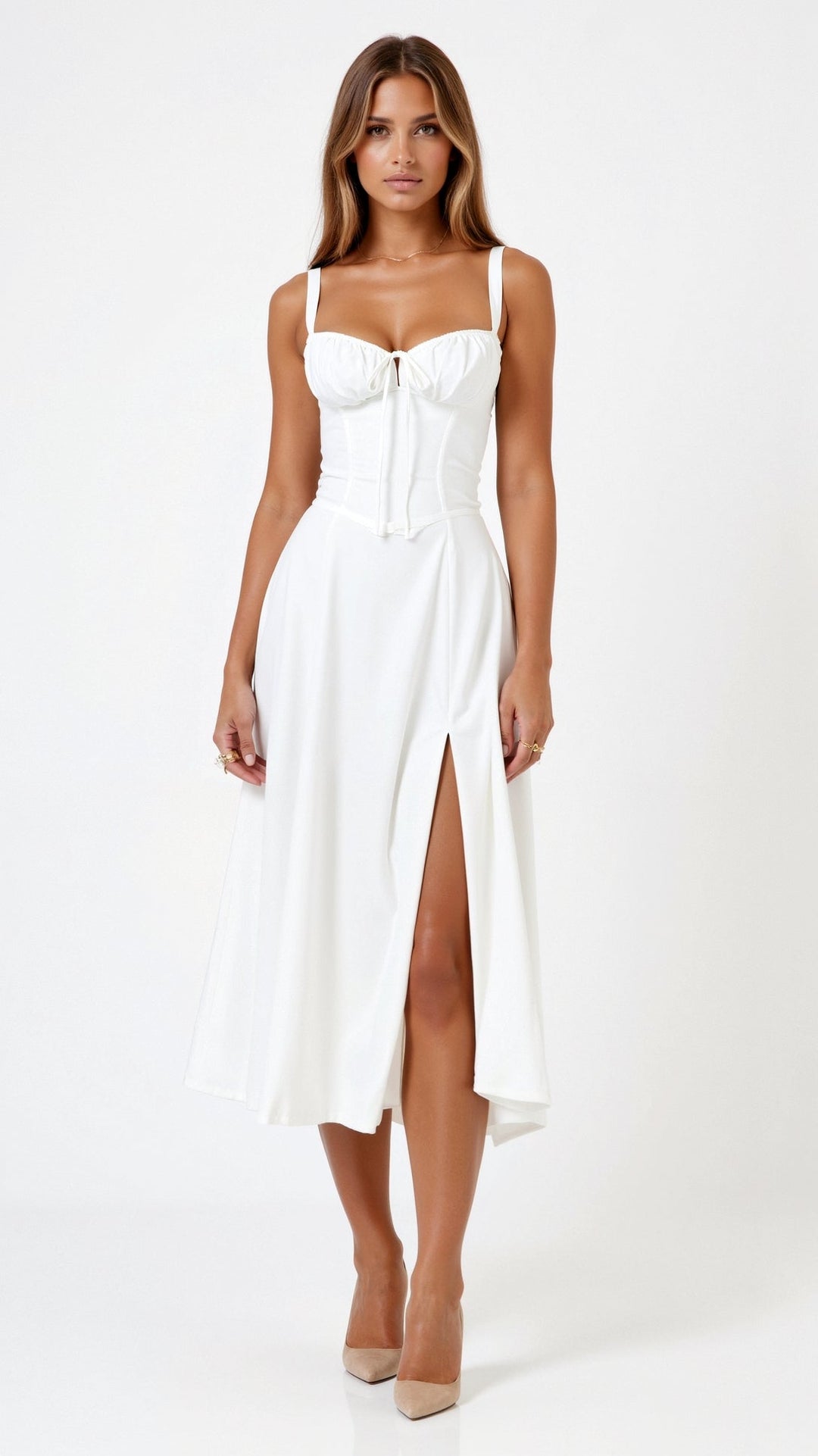 Lila Elegant Sweetheart Midi Dress