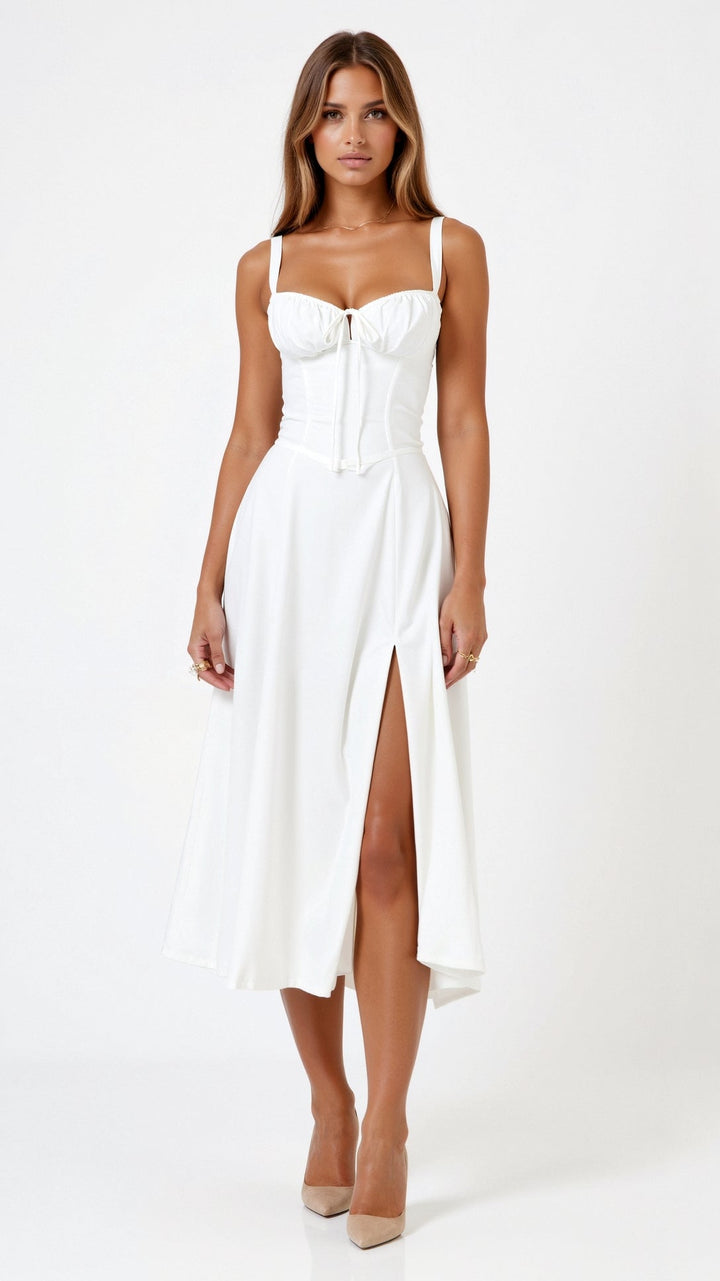 Lila Elegant Sweetheart Midi Dress