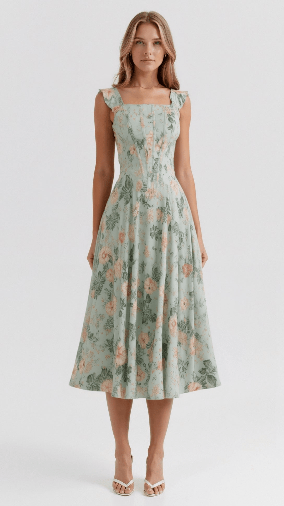 Eleanor Romantic Floral Print Midi Sundress
