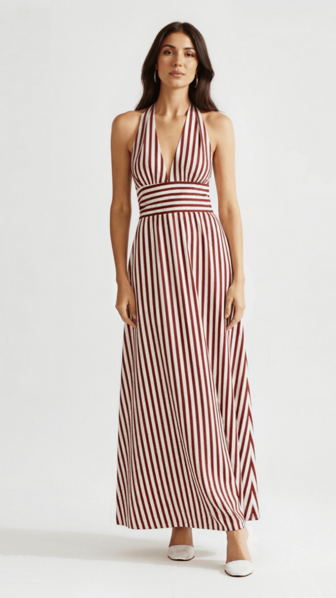 Lila Striped Plunge Maxi Dress