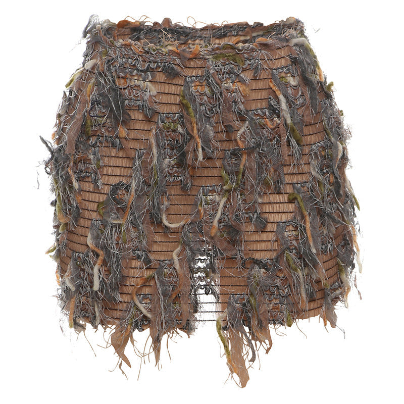 MARIA | Chic Fringe Detail High-Waist Mini Skirt