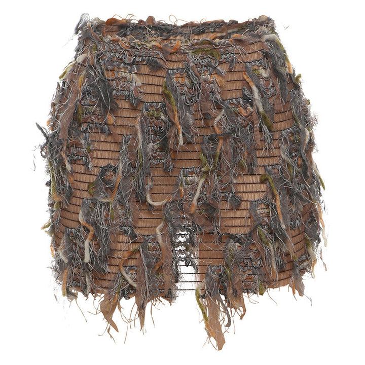 MARIA | Chic Fringe Detail High-Waist Mini Skirt