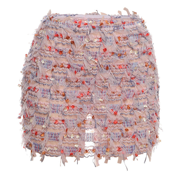 MARIA | Chic Fringe Detail High-Waist Mini Skirt