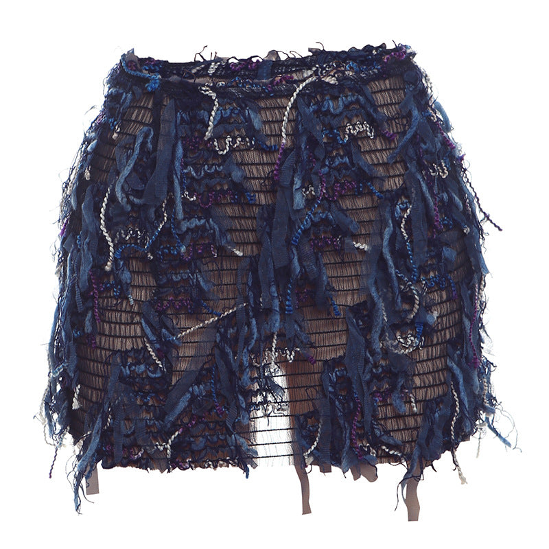 MARIA | Chic Fringe Detail High-Waist Mini Skirt