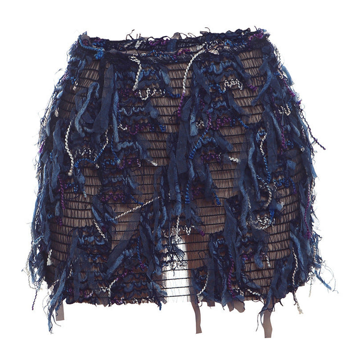 MARIA | Chic Fringe Detail High-Waist Mini Skirt
