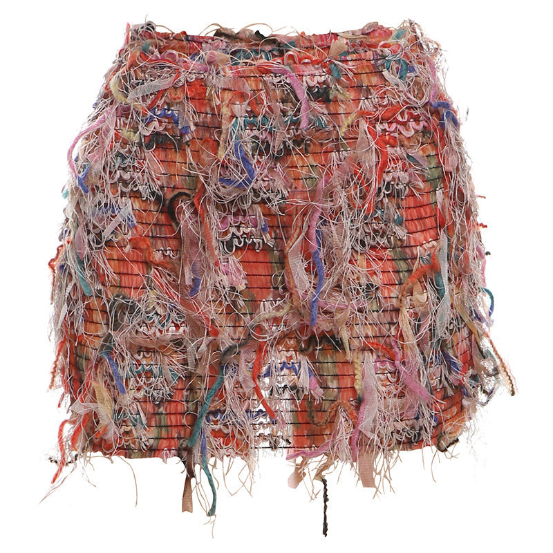 MARIA | Chic Fringe Detail High-Waist Mini Skirt