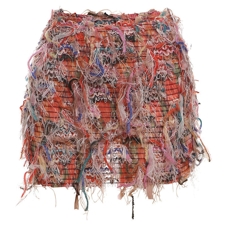 MARIA | Chic Fringe Detail High-Waist Mini Skirt