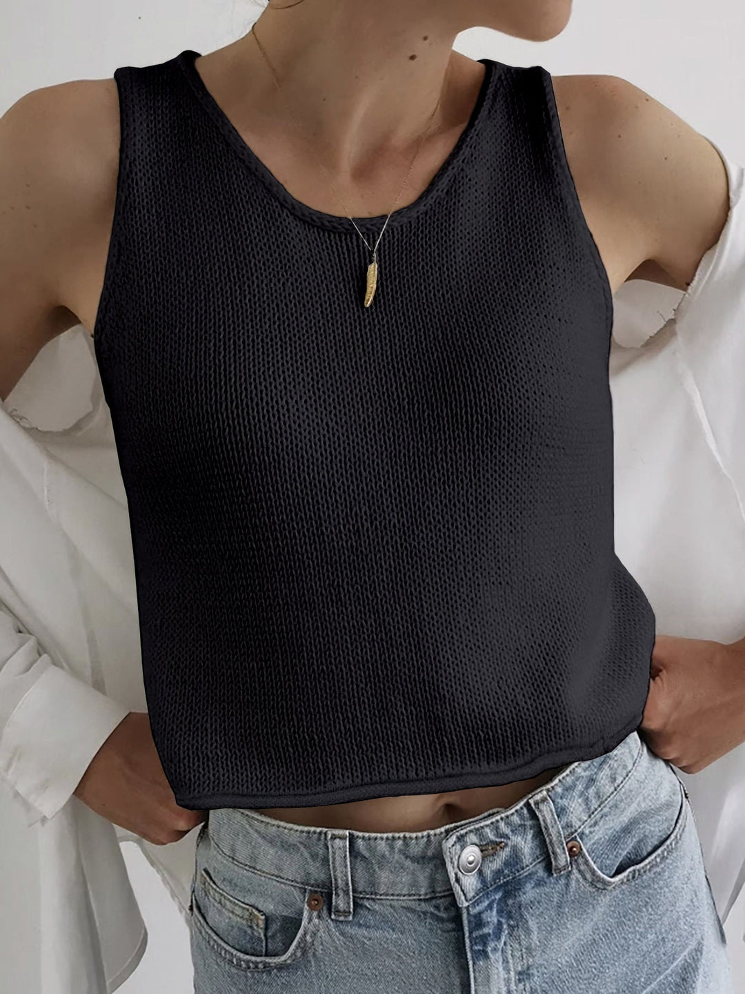 Diana | Casual Round Neck Vest Pullover Top
