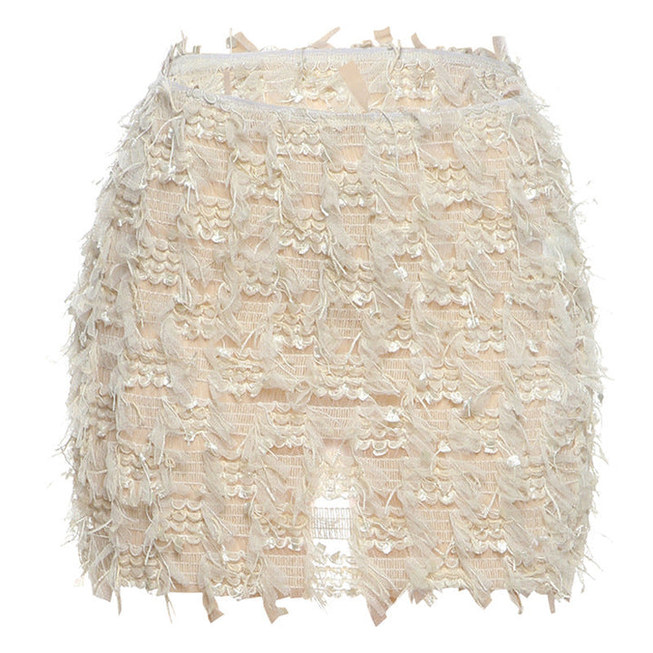 MARIA | Chic Fringe Detail High-Waist Mini Skirt