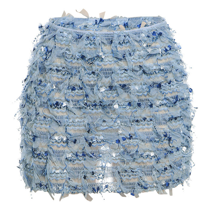 MARIA | Chic Fringe Detail High-Waist Mini Skirt
