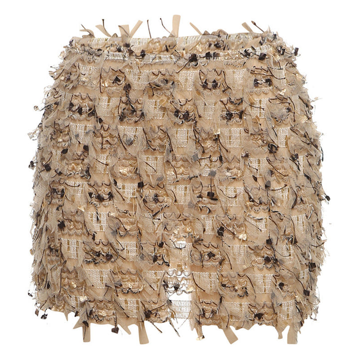 MARIA | Chic Fringe Detail High-Waist Mini Skirt