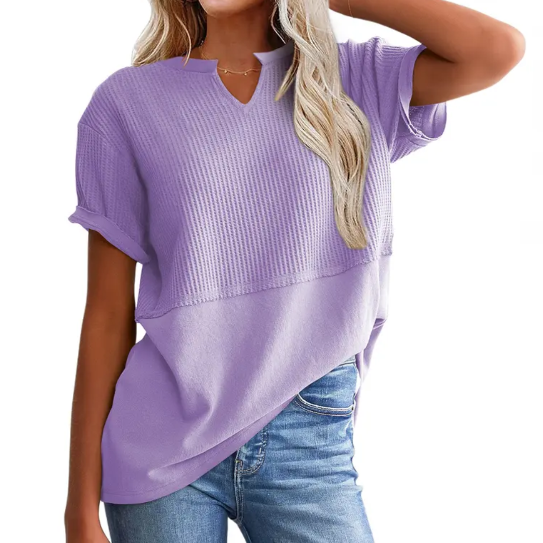 Lydia | Cozy Waffle Knit V-Neck Top