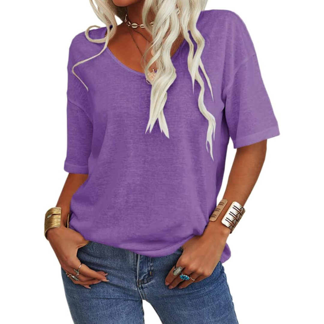Lydia | Relaxed V-Neck Essential Tee
