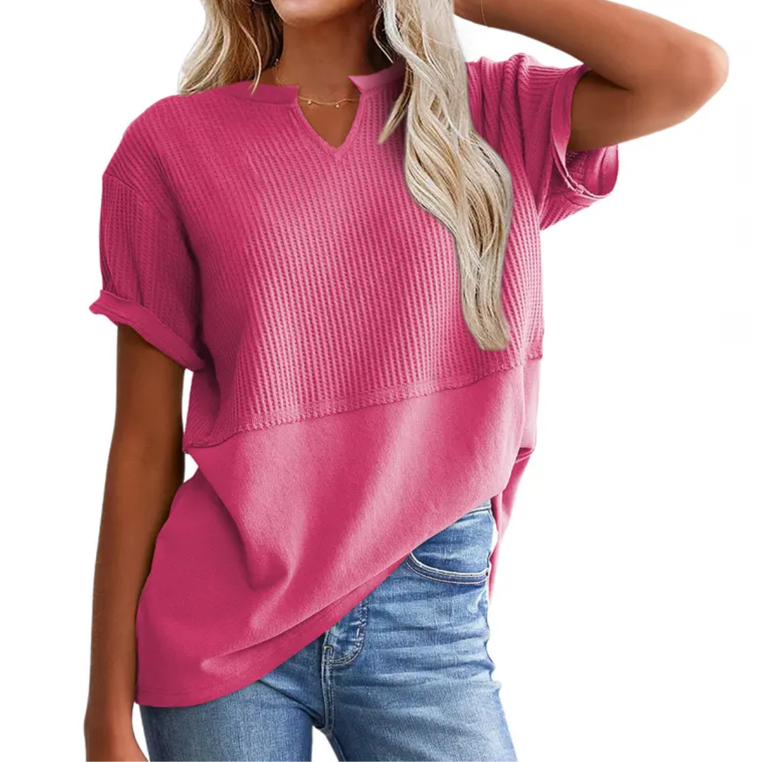 Lydia | Cozy Waffle Knit V-Neck Top