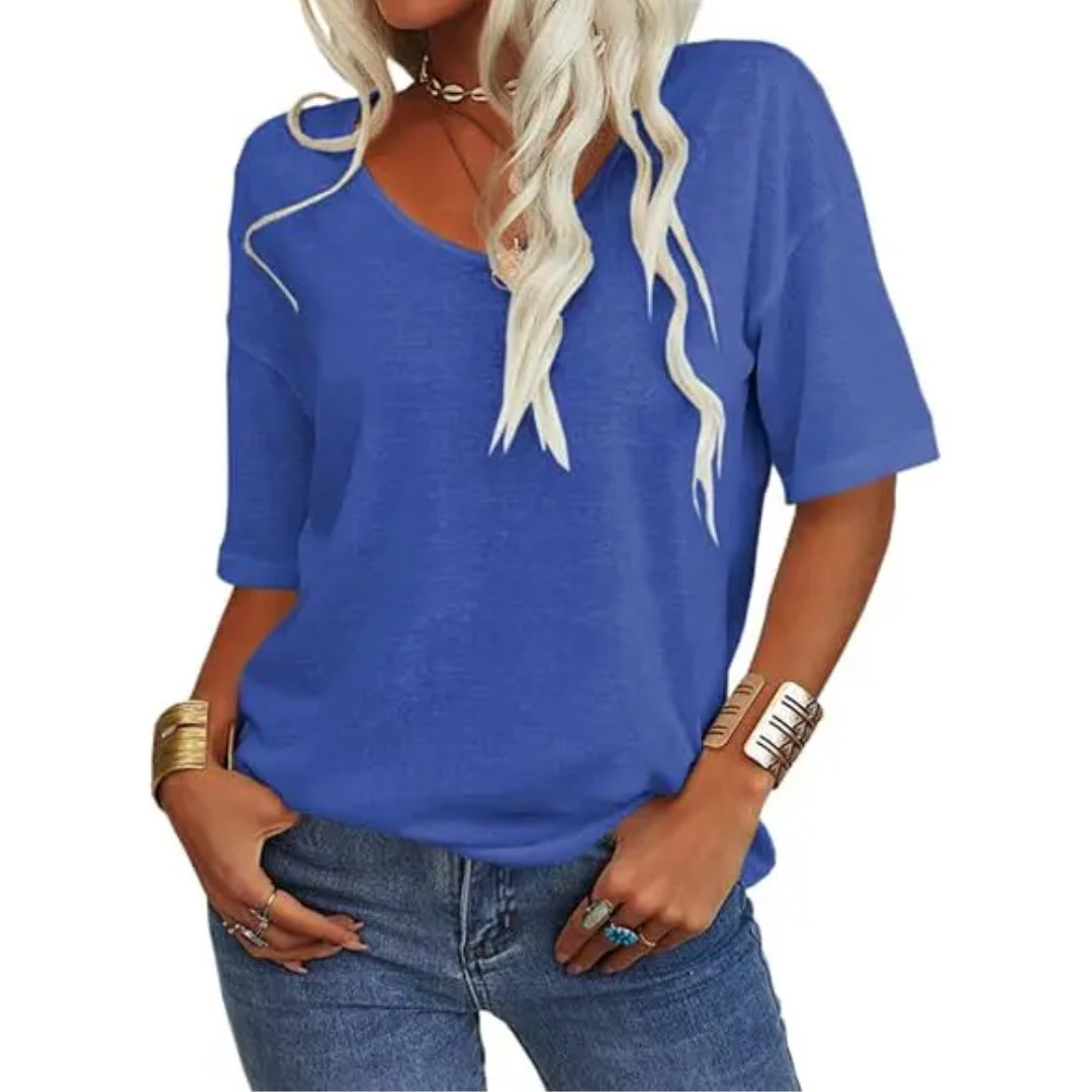 Lydia | Relaxed V-Neck Essential Tee