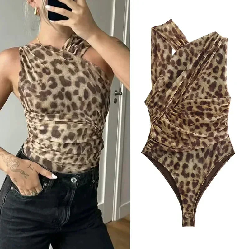 LYNE | Bold Mesh Leopard Print Bodysuit