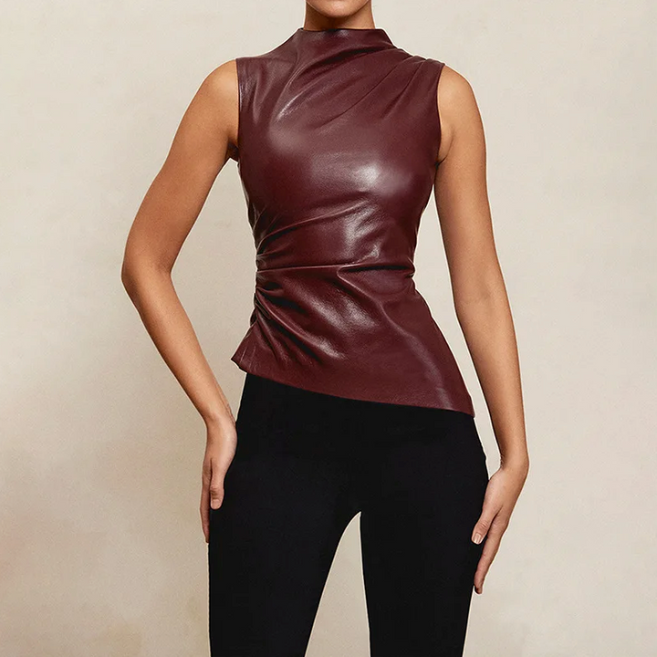 Clio | Sleek Faux Leather Top