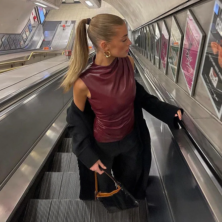 Clio | Sleek Faux Leather Top