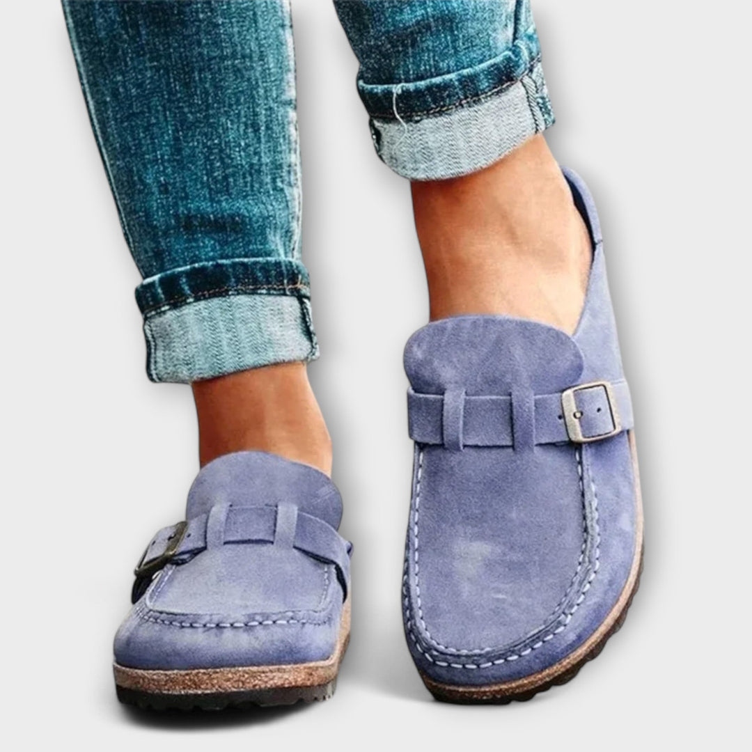 Orthopaedic Women's Moccasins with Decorative Buckle